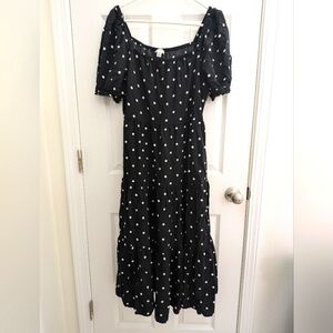 J Crew Black Polka Dot Dress With Pockets Size M